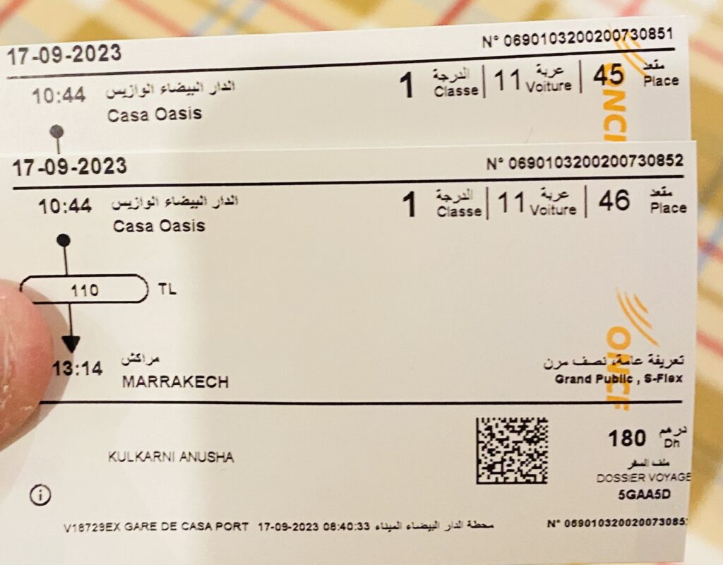 Morocco train ticket