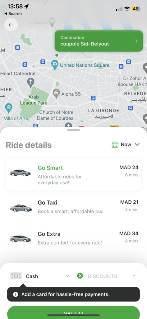 using careem taxi app in Morocco